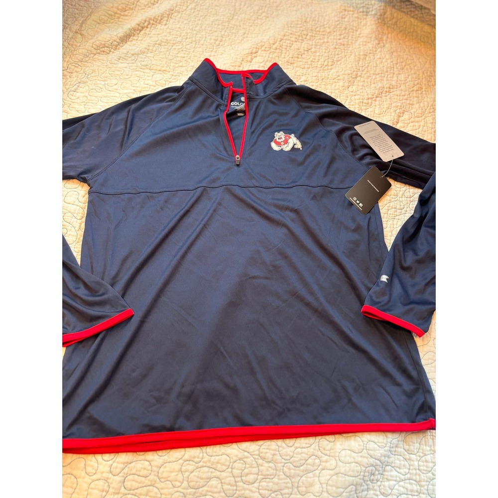 Colosseum Mens Navy Fresno State Bulldogs 1/4 Zip Pullover Size Medium #10